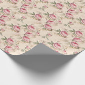 Papier Cadeau Élégant Pastel Rose Roses Floral (Coin)