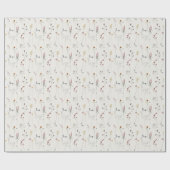 Papier Cadeau Elégant Pastel rose rouge bleu Fleur sauvage aquar (Plat)