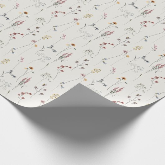 Papier Cadeau Elégant Pastel rose rouge bleu Fleur sauvage aquar (Coin)