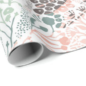 Papier Cadeau Élégant Pastel Rose vert Mint Floral Botanique (Coin rond)