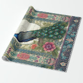 Papier Cadeau Elégant Peacock Purple Floral Ephemera Découpage (Déroulé)