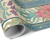 Papier Cadeau Elégant Peacock Purple Floral Ephemera Découpage (Coin rond)