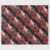 PAPIER CADEAU ÉLÉGANT PEACOCK ROUGE AVEC PIERRES GEM (Plat)