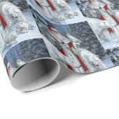 Papier Cadeau Élégant Père Noël et ours polaires Noël (Coin rond)