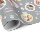 Papier Cadeau Élégant Pewter Photo Ornements personnalisés Noël (Coin rond)