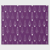 Papier Cadeau Élégant Pin de Noël blanc violet (Plat)
