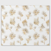 Papier Cadeau Élégant Pin d'hiver d'or gravé (Plat)