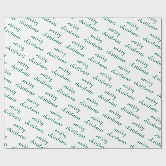 Papier Cadeau Elegant Pine Tree Green And White Merry Christmas (Plat)