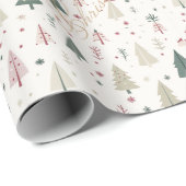 Papier Cadeau Élégant Pine Trees Épouser Noël (Coin rond)