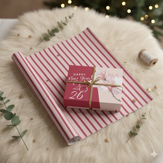 Papier Cadeau Elegant Pink and Maroon Diagonal Stripes Modern