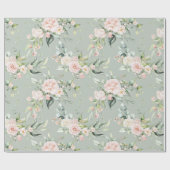Papier Cadeau Elegant Pink Blush Eucalyptus Sage Green  (Plat)