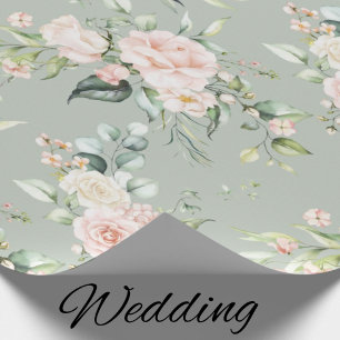 Papier Cadeau Elegant Pink Blush Eucalyptus Sage Green 