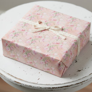 Papier Cadeau Élégant Pink De Paix Moderne Lys Sur Soie Peach