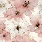 Papier Cadeau Elegant pink flowers and gold birthday paper wrap