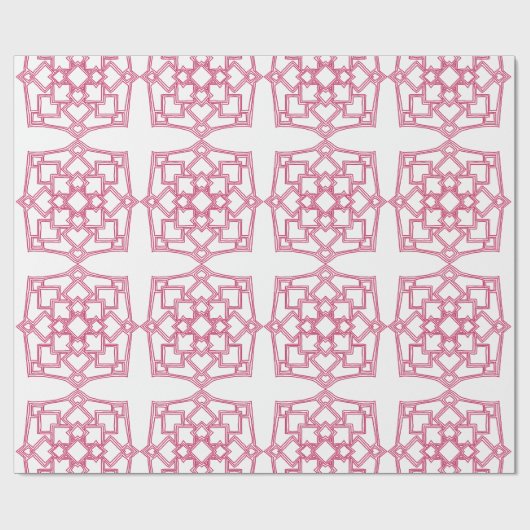 Papier Cadeau Elegant Pink Geometric Lace Pattern Wrapping Paper (Plat)