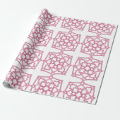 Papier Cadeau Elegant Pink Geometric Lace Pattern Wrapping Paper (Déroulé)