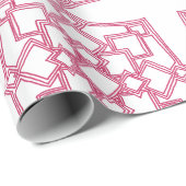Papier Cadeau Elegant Pink Geometric Lace Pattern Wrapping Paper (Coin rond)