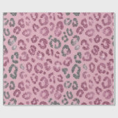 Papier Cadeau Elegant Pink Silver Glitter Leopard on Rose Gold (Plat)