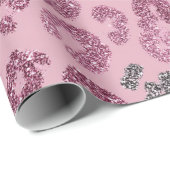 Papier Cadeau Elegant Pink Silver Glitter Leopard on Rose Gold (Coin rond)
