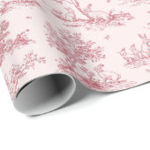 Papier Cadeau Elegant Pink Toile Pattern | Easter Wrapping Paper (Coin rond)