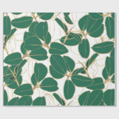 Papier Cadeau Elégant Plante en caoutchouc vert or Design de feu (Plat)
