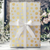 Papier Cadeau Elégant Pois de Faux Gold Moderne sur Blanc