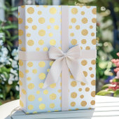 Papier Cadeau Elégant Pois de Faux Gold Moderne sur Blanc