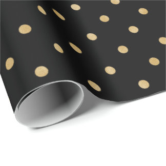Papier Cadeau Élégant Pois moderne Black Gold Motif