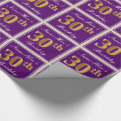 Papier Cadeau Elégant, pourpre, Faux Gold 30e anniversaire + Nom (Coin)