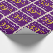 Papier Cadeau Elégant, pourpre, Faux Gold 39e anniversaire + Nom (Coin)