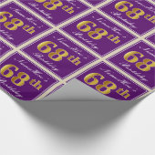 Papier Cadeau Elégant, pourpre, Faux Gold 68e anniversaire + Nom (Coin)