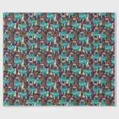 Papier Cadeau Elegant Pug Dog in Teal Sweater Purple & Gold (Plat)