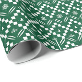 Papier Cadeau Élégant pull de Noël Motif vert sans couture (Coin rond)