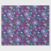 Papier Cadeau Elegant Purple Boho Flowers on Purple (Plat)