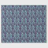 Papier Cadeau Élégant Purple Floral Damas Turquoise-vert dos (Plat)