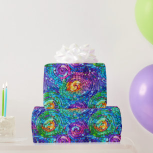 Papier Cadeau Elégant Rainbow Jewel Tone Mosaic Glass Motif