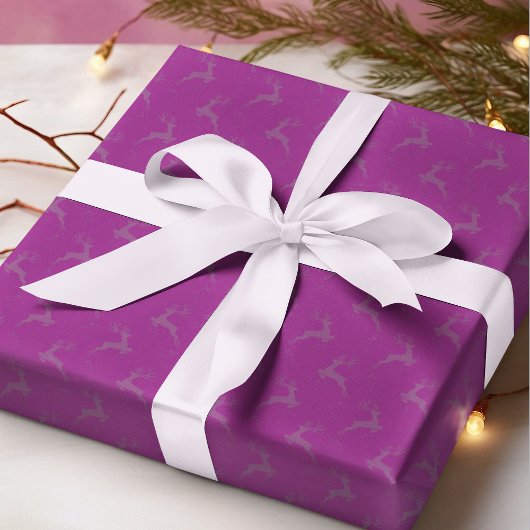 Papier Cadeau Élégant Raspberry Reindeer Monotone Noël