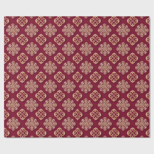 Papier Cadeau Elegant Red and Gold Pattern Design (Plat)