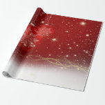 Papier Cadeau Élégant Red Christmas Ball Holiday<br><div class="desc">Boule de Noël rouge sur un arrière - plan rouge.</div>