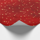 Papier Cadeau Élégant Red Gold Stars Noël (Coin)