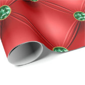 Papier Cadeau Élégant Red Green Glam Bling Holiday (Coin rond)