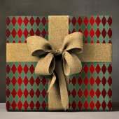 Papier Cadeau Elégant Red Green Harlequin Motif de luxe