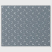 Papier Cadeau Élégant Reindeer Dusty Blue Monotone Noël (Plat)