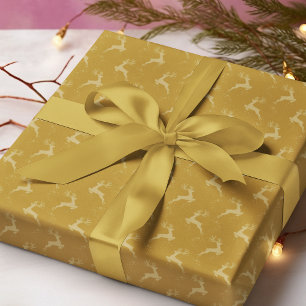 Papier Cadeau Élégant Reindeer Gold Monotone Noël