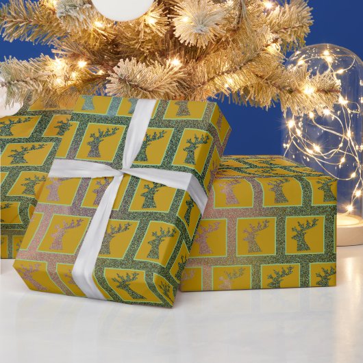 Papier Cadeau Elégant Reindeer Head Art Motif coloré (Vacances)