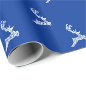Papier Cadeau Élégant Reindeer Noël Arrière - plan bleu (Coin rond)