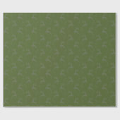 Papier Cadeau Élégant renne Olive Green Monotone Noël (Plat)
