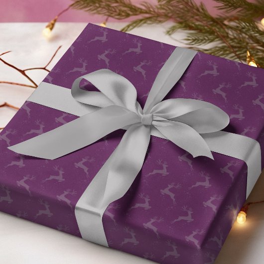 Papier Cadeau Élégant renne violet Monotone Noël