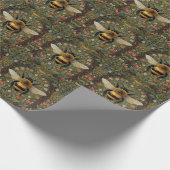 Papier Cadeau Elégant rétro bumblebee boho botanique floral art (Coin)