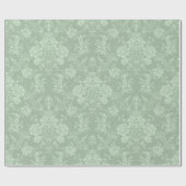Papier Cadeau Élégant Romantique Chic Floral Damask-Sage Vert (Plat)